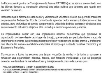 Por una FATPREN democrática, federal y fuerte