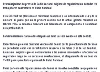 Radio Nacional: regularización y bono