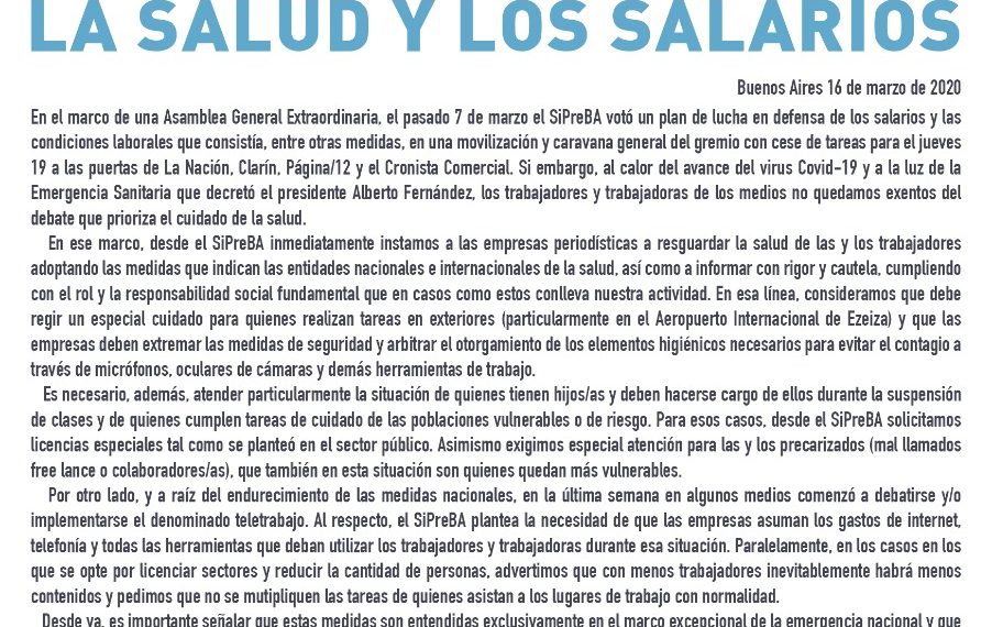 Coronavirus, la salud y los salarios