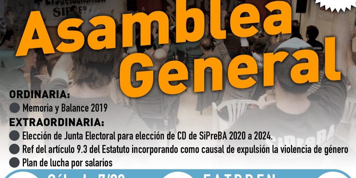 El SiPreBA convoca a Asamblea General