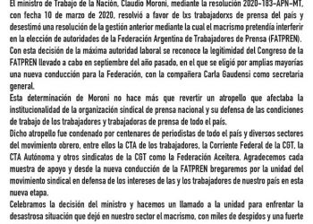 FATPREN: Resolución a favor de lxs trabajadorxs de prensa