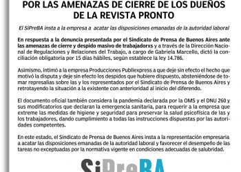 Revista Pronto: El Ministerio de Trabajo dictó la conciliación obligatoria en el conflicto por amenaza de cierre