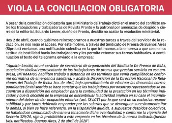 Los dueños de Revista PRONTO violan la conciliación obligatoria