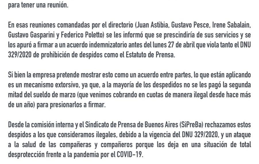 Editorial Atlántida despide trabajadorxs en medio de la pandemia