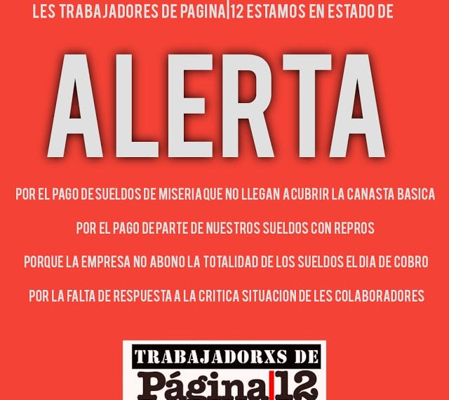 Trabajadores de Página/12 en alerta