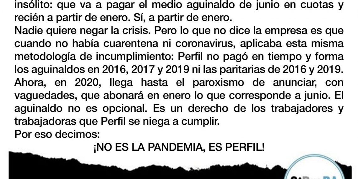 ¡No es la pandemia, es Perfil!