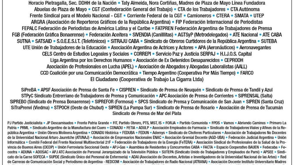 Solicitada: Repudio al espionaje sobre trabajadores de prensa