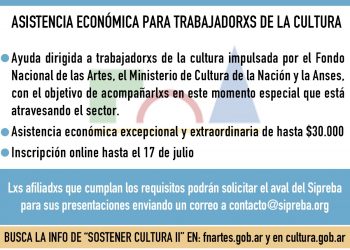 Asistencia económica del FNA para quienes trabajan en cultura