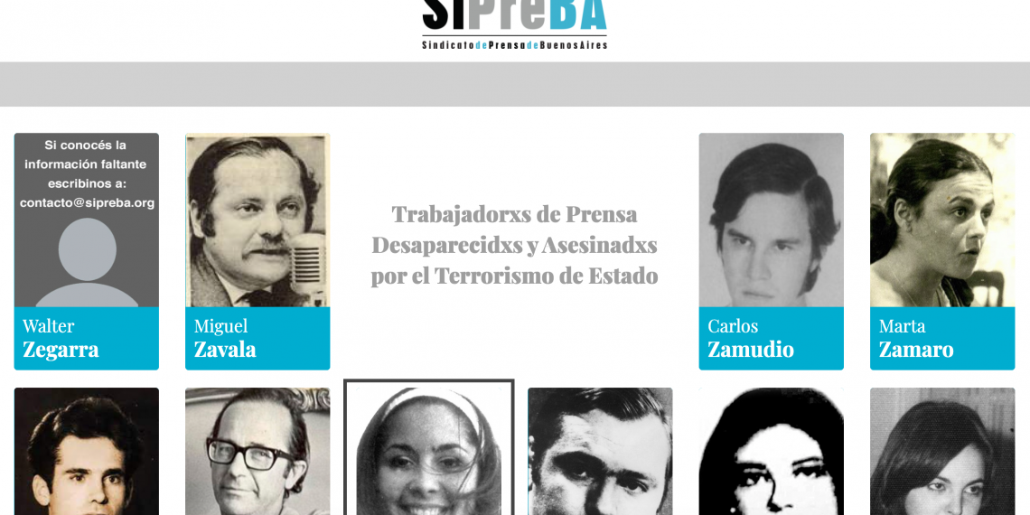 El SiPreBA presenta archivo web sobre trabajadorxs de prensa desaparecidxs y asesinadxs por el terrorismo de estado