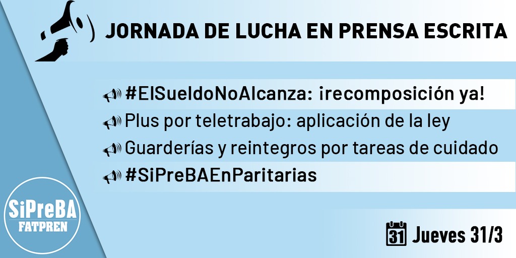 Plenario de Delegades de Prensa Escrita del SiPreBA reclama que el #ElSueldoNoAlcanza